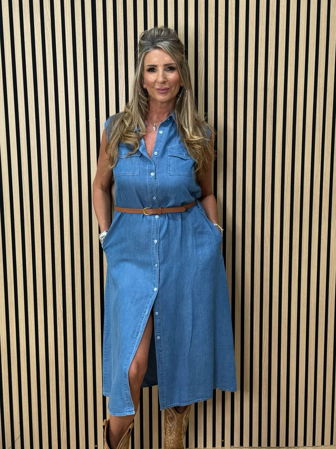 Sleeveless Denim Dress - Dark Denim