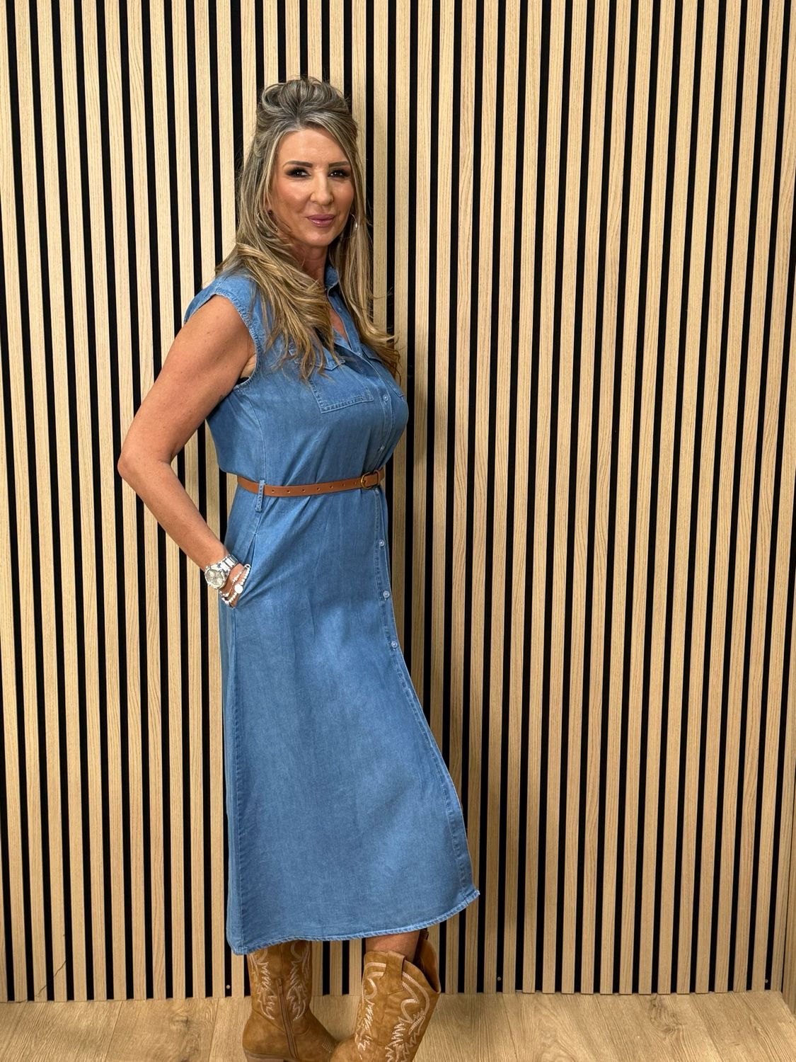 Sleeveless Denim Dress - Dark Denim