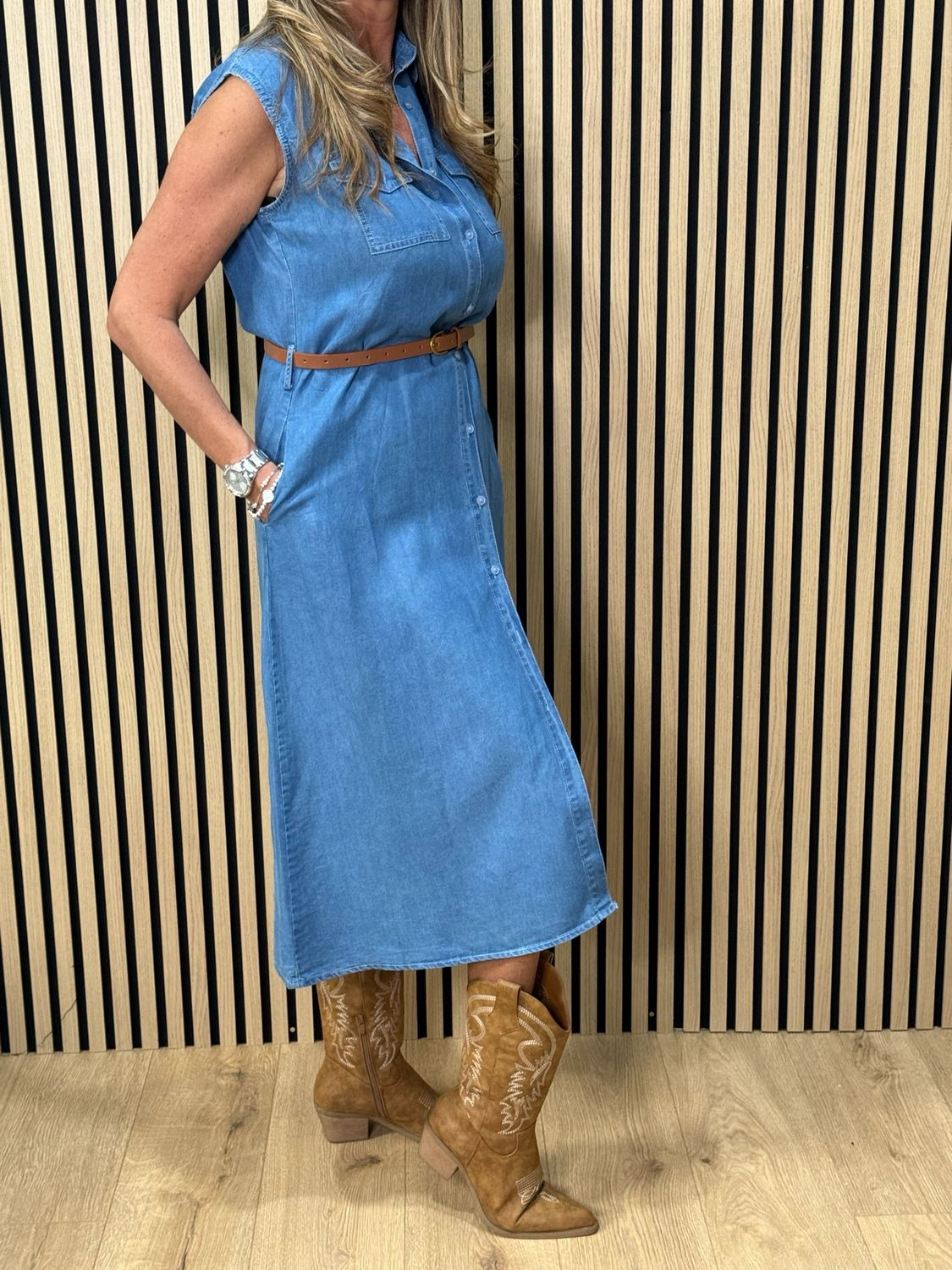 Sleeveless Denim Dress - Dark Denim