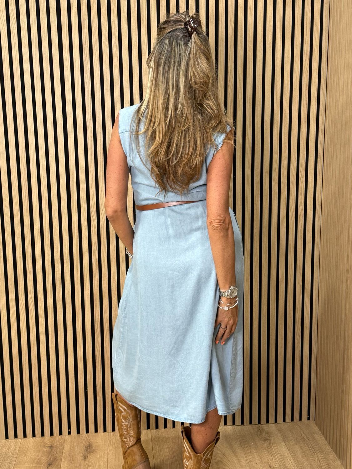 Sleeveless Denim Dress - Light Denim