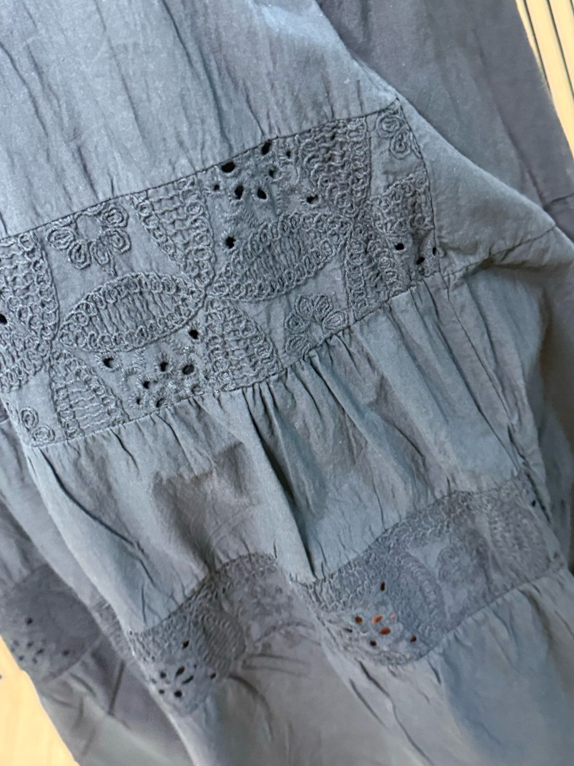 Broderie Panel Maxi Skirt - Black