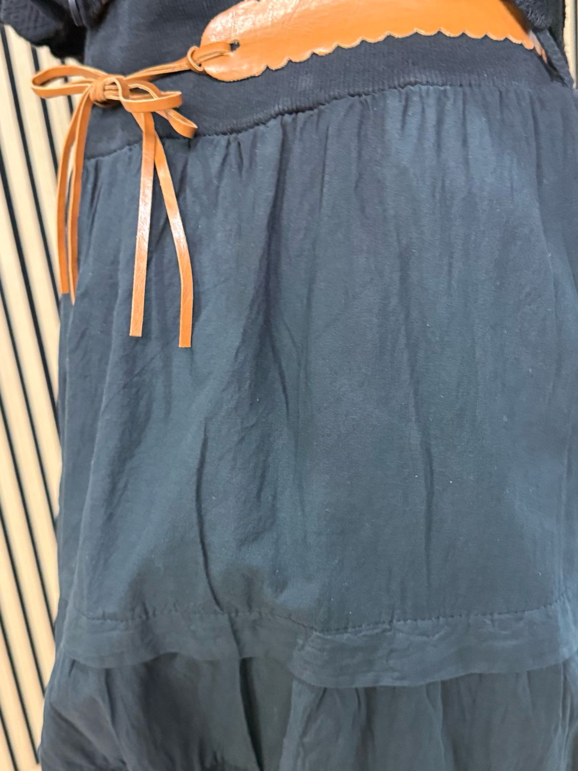 Broderie Panel Maxi Skirt - Black