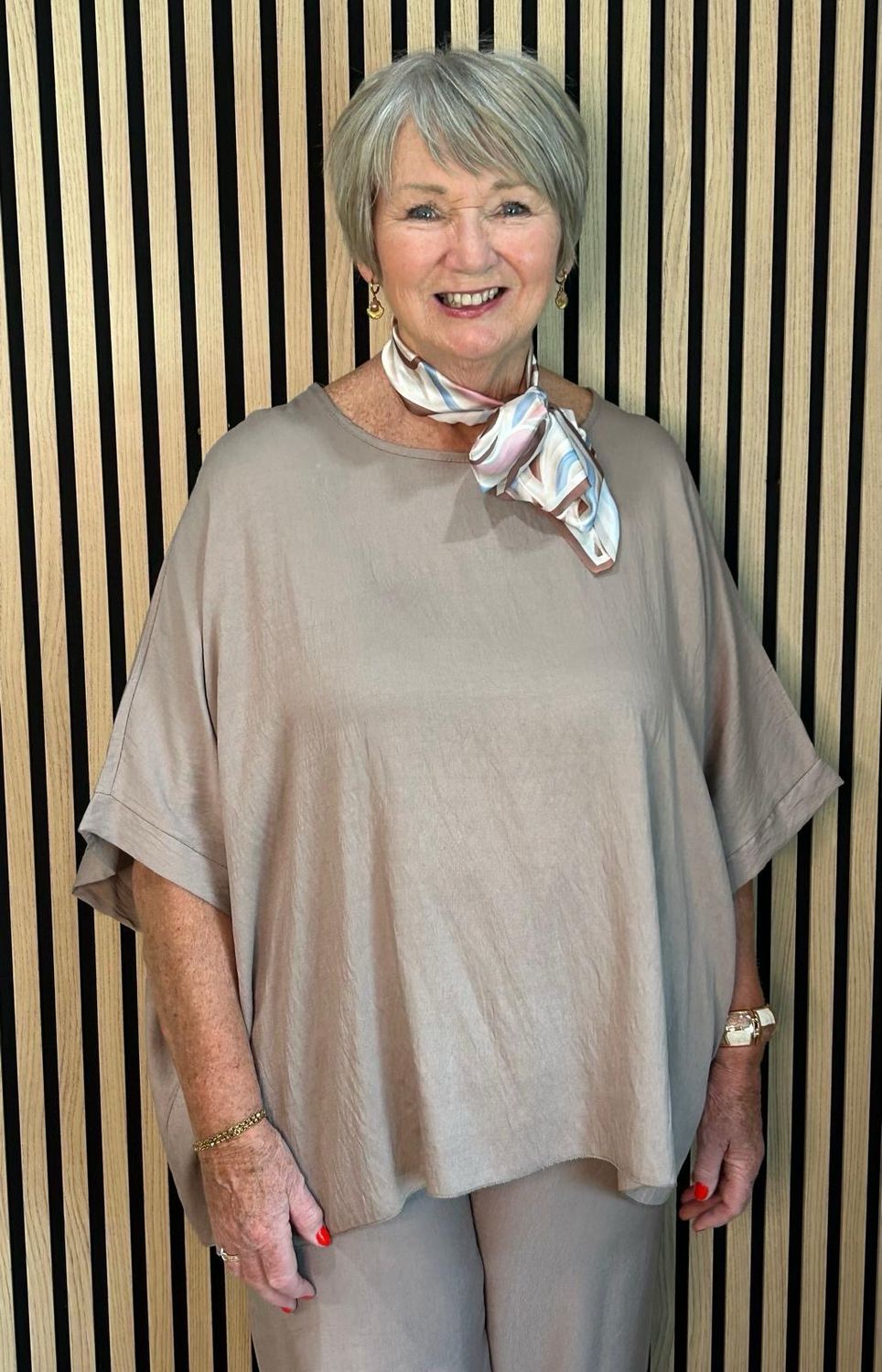 Relaxed Fit Trouser Suit Set - Taupe