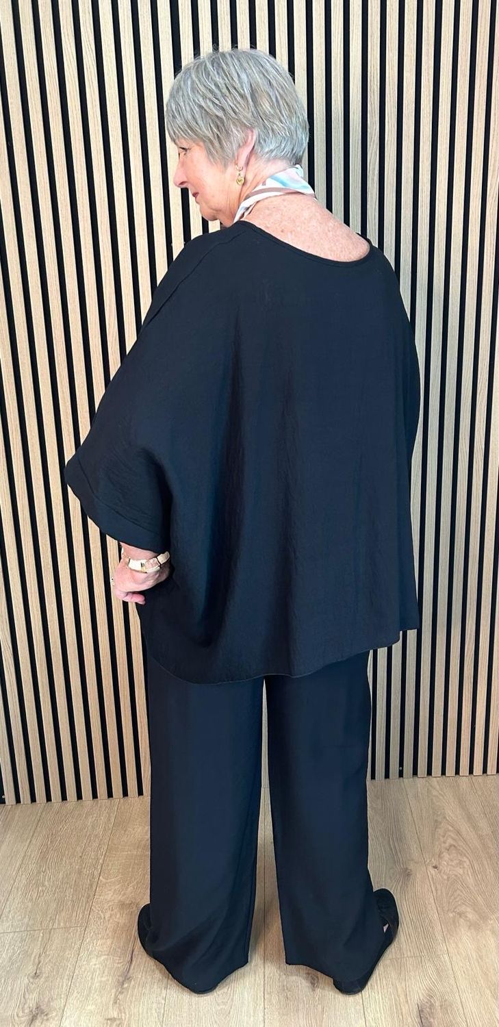 Relaxed Fit Trouser Suit Set - Black