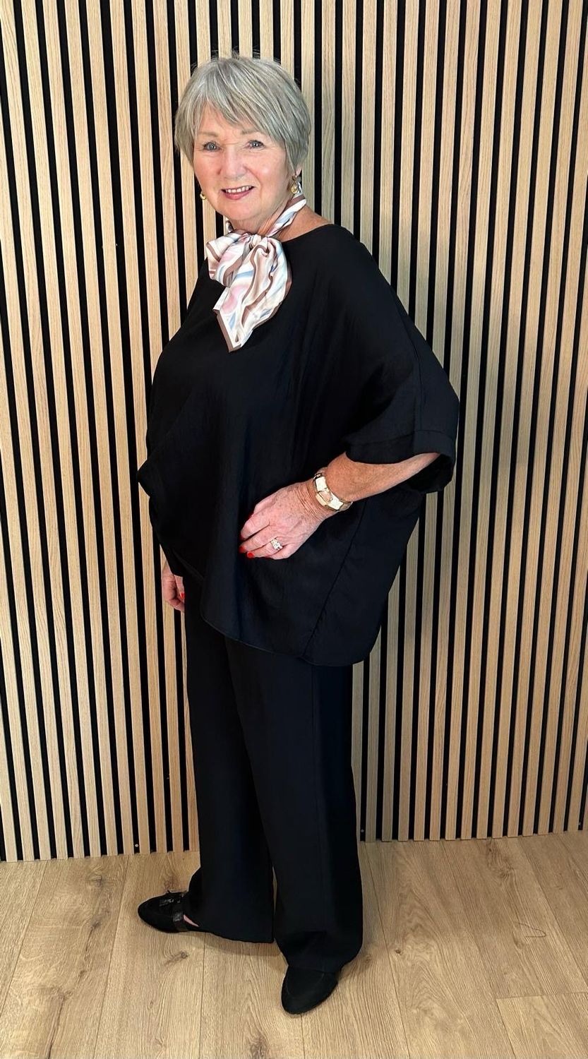 Relaxed Fit Trouser Suit Set - Black