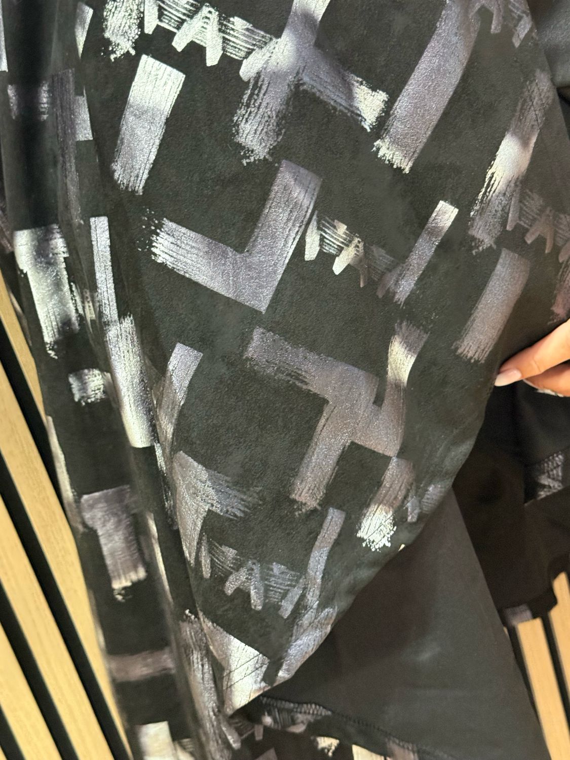 Abstract Print Oversized Jacket - Black/Silver