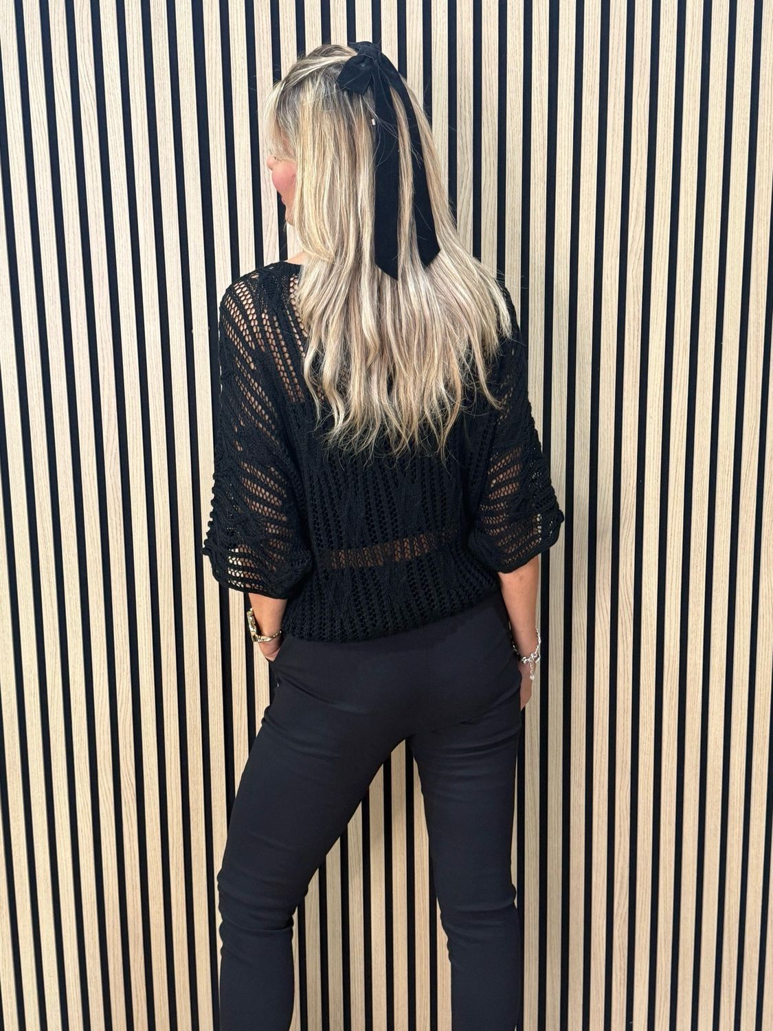 Lightweight Open Knit Jumper - Black