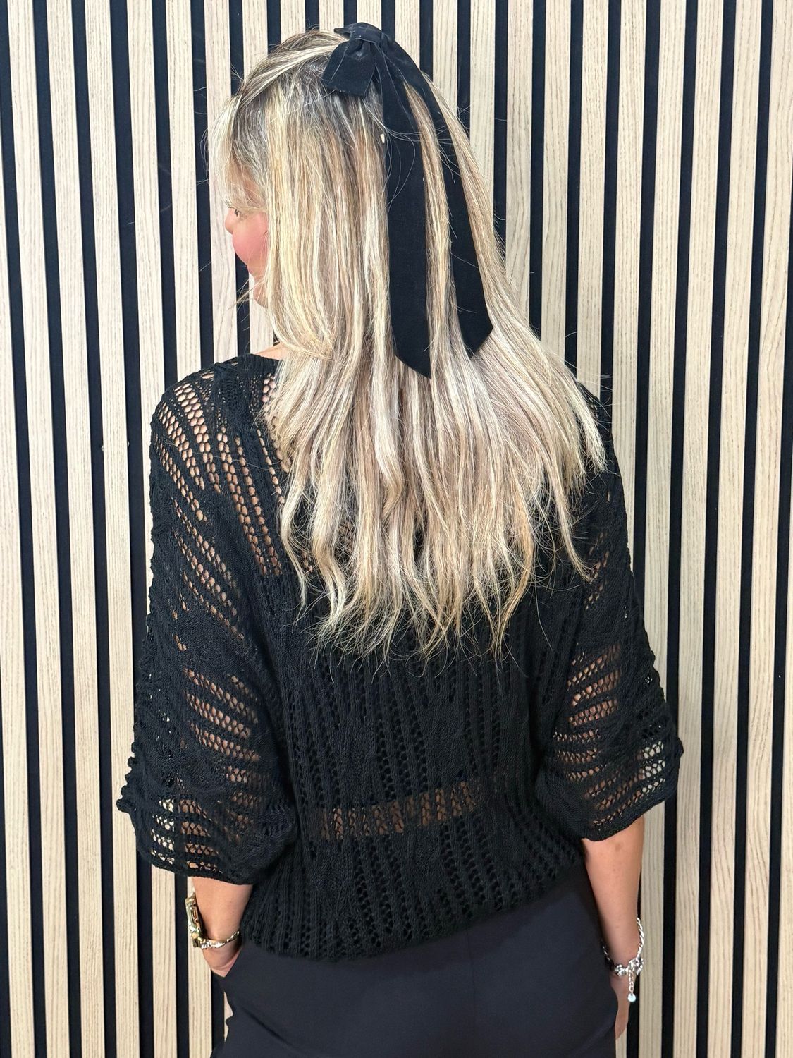 Lightweight Open Knit Jumper - Black