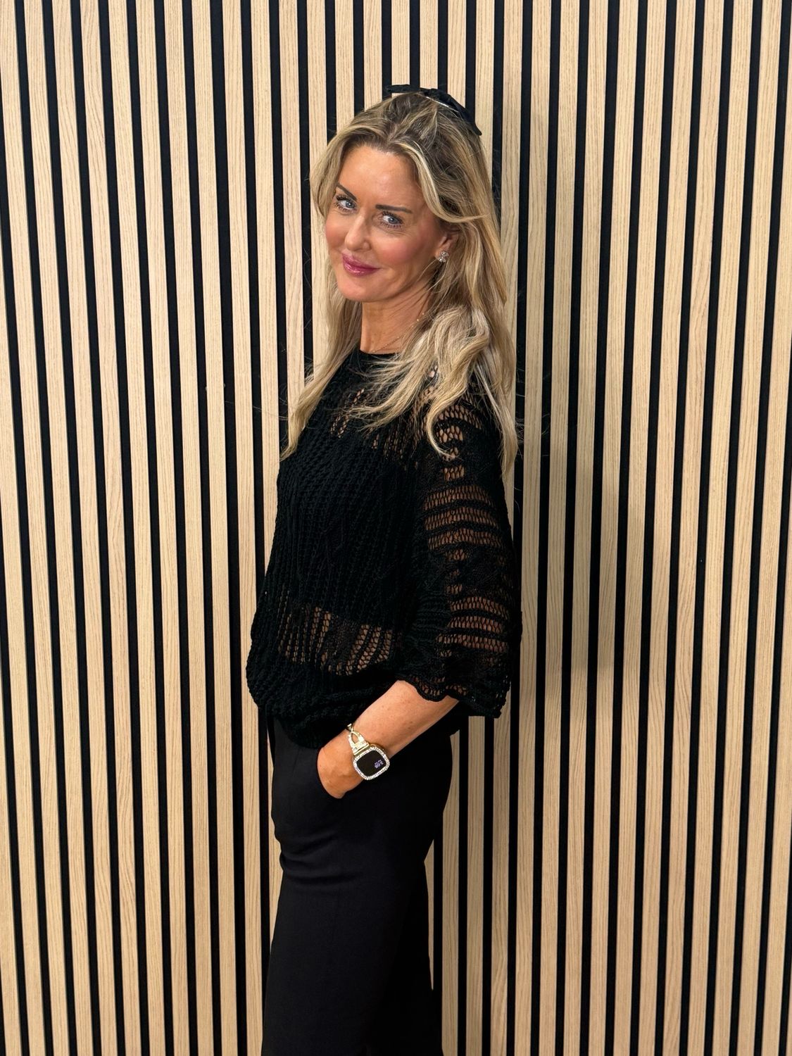 Lightweight Open Knit Jumper - Black