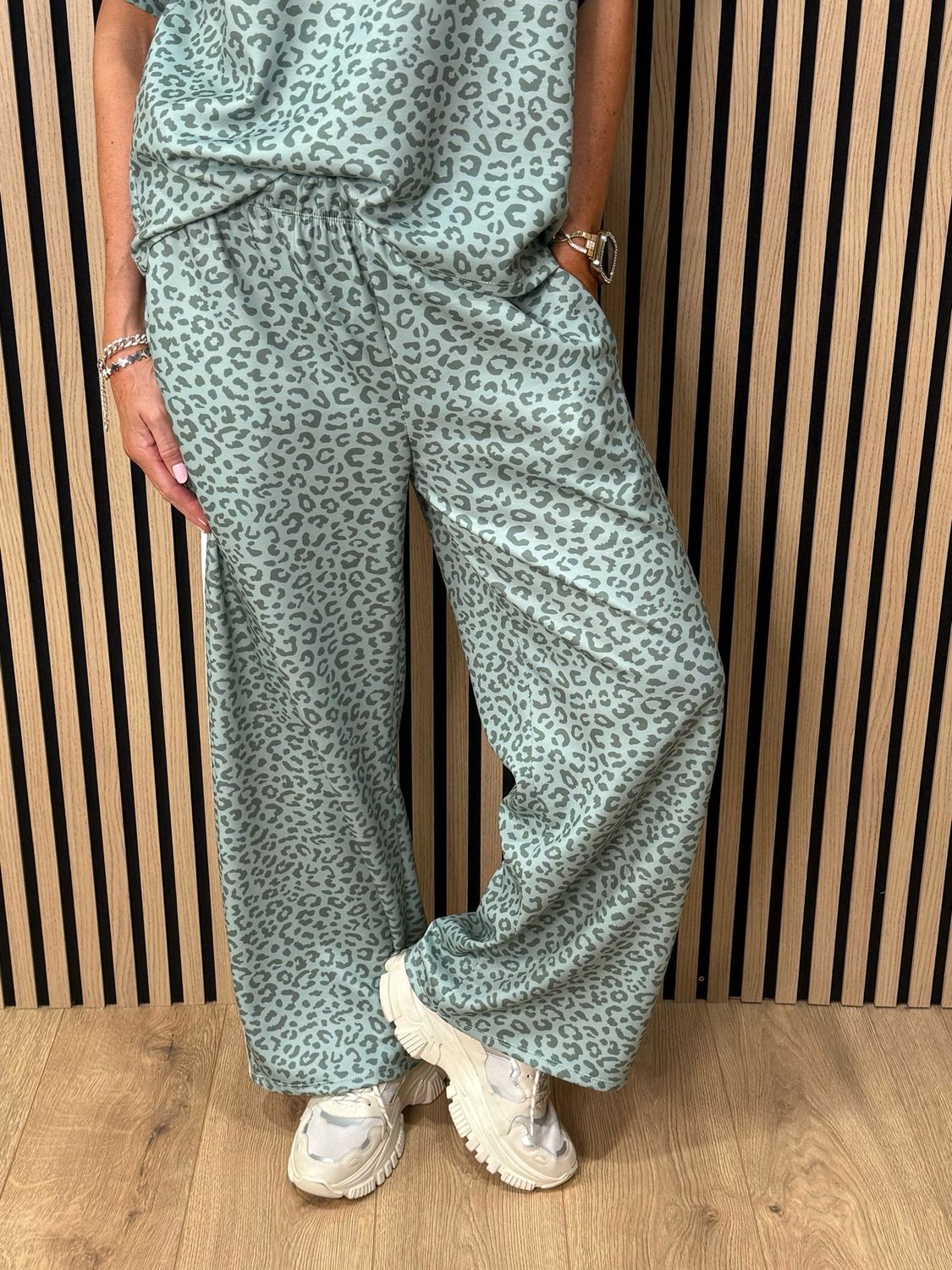 Leopard Print Lounge Set - Mint