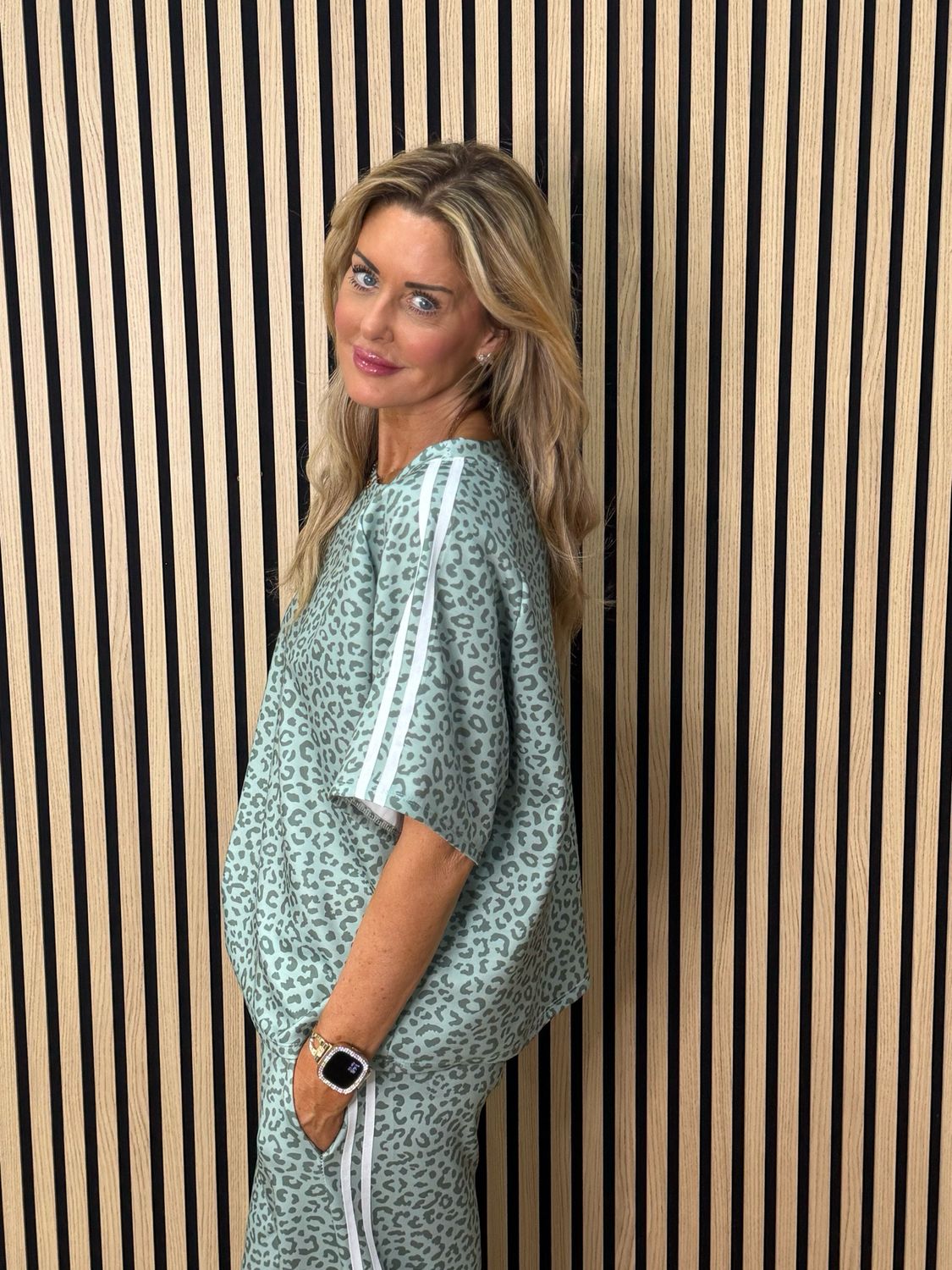 Leopard Print Lounge Set - Mint