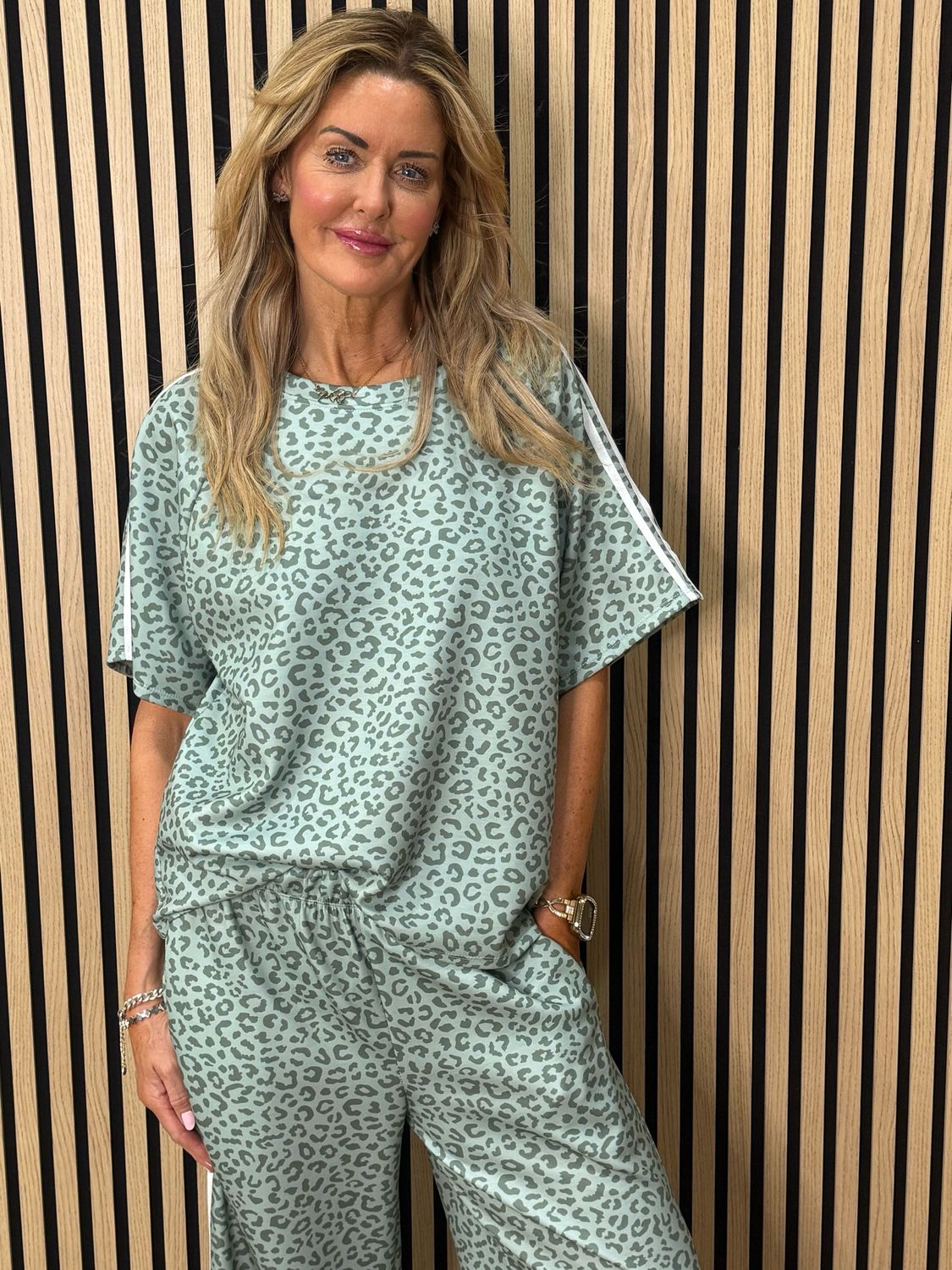 Leopard Print Lounge Set - Mint
