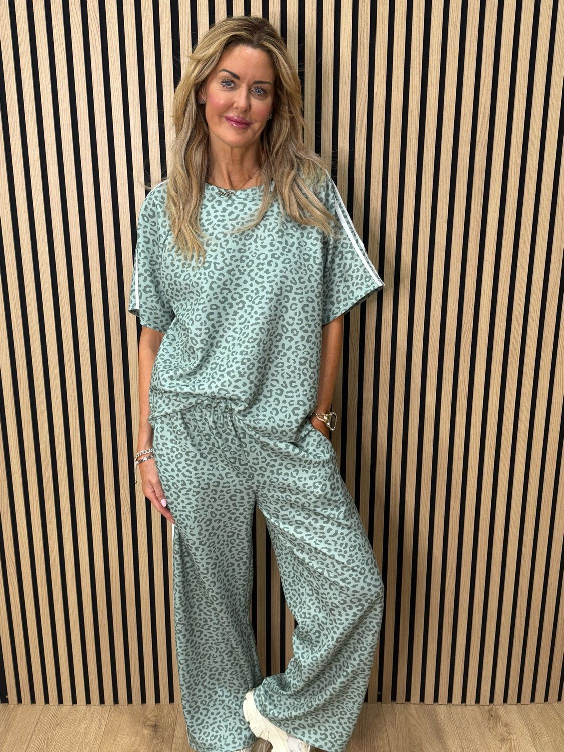 Leopard Print Lounge Set - Mint