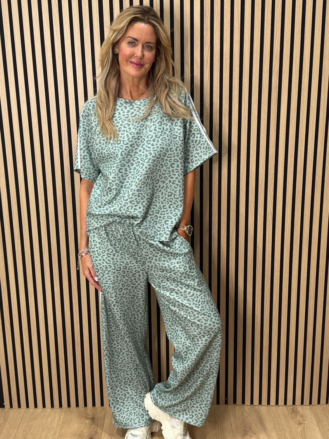 Leopard Print Lounge Set - Mint