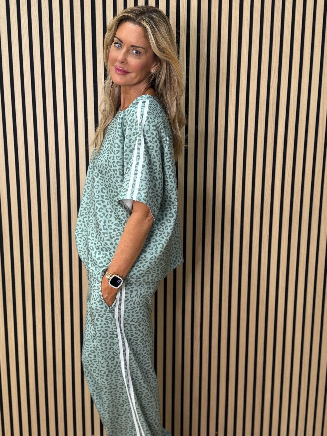 Leopard Print Lounge Set - Mint