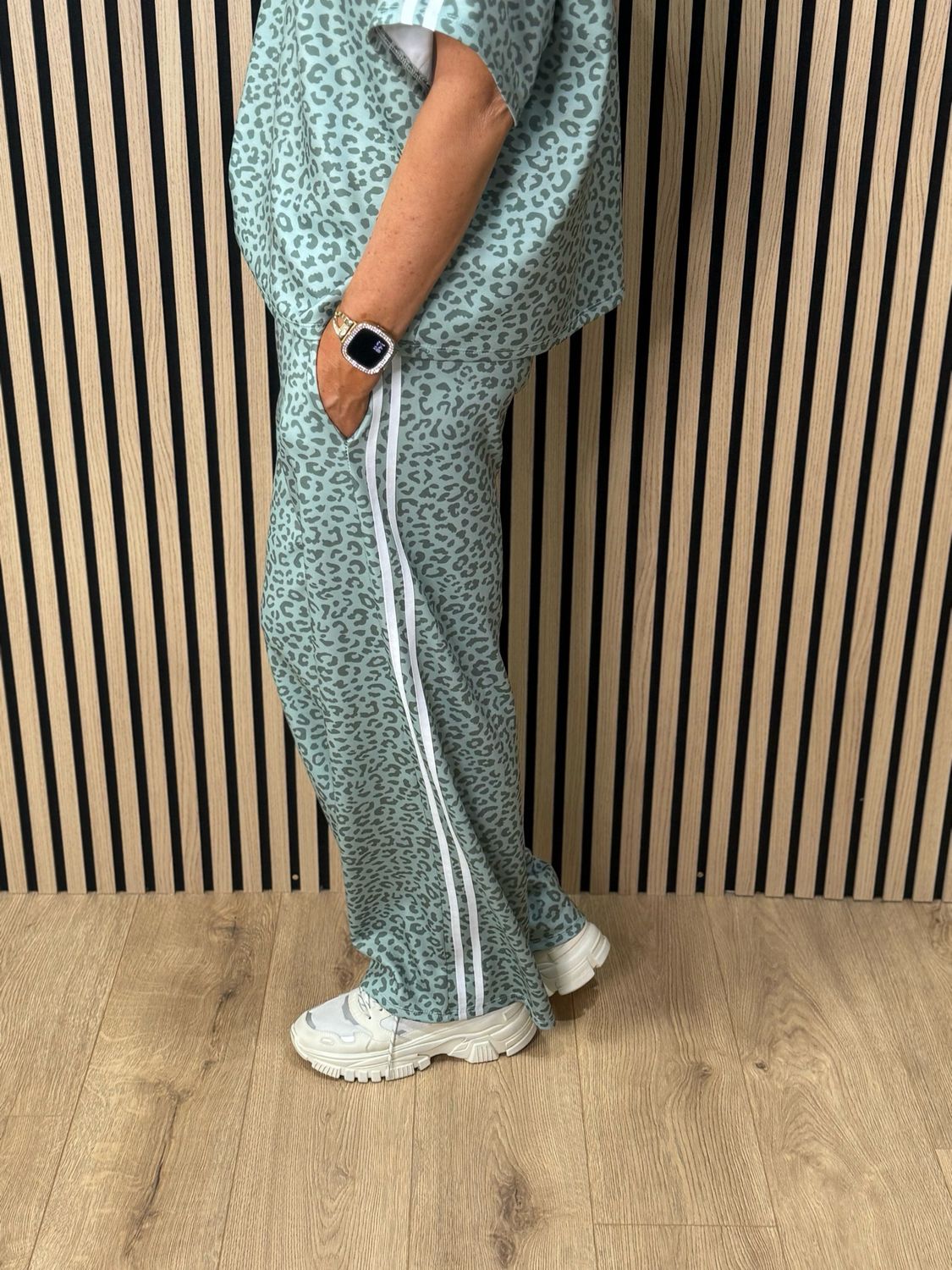 Leopard Print Lounge Set - Mint