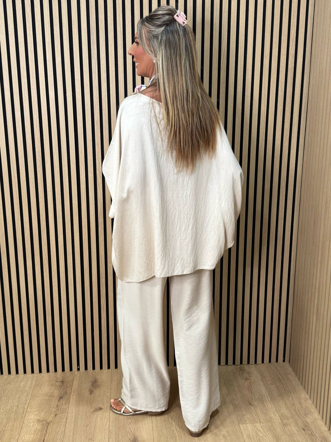 Relaxed Fit Trouser Suit Set - Stone