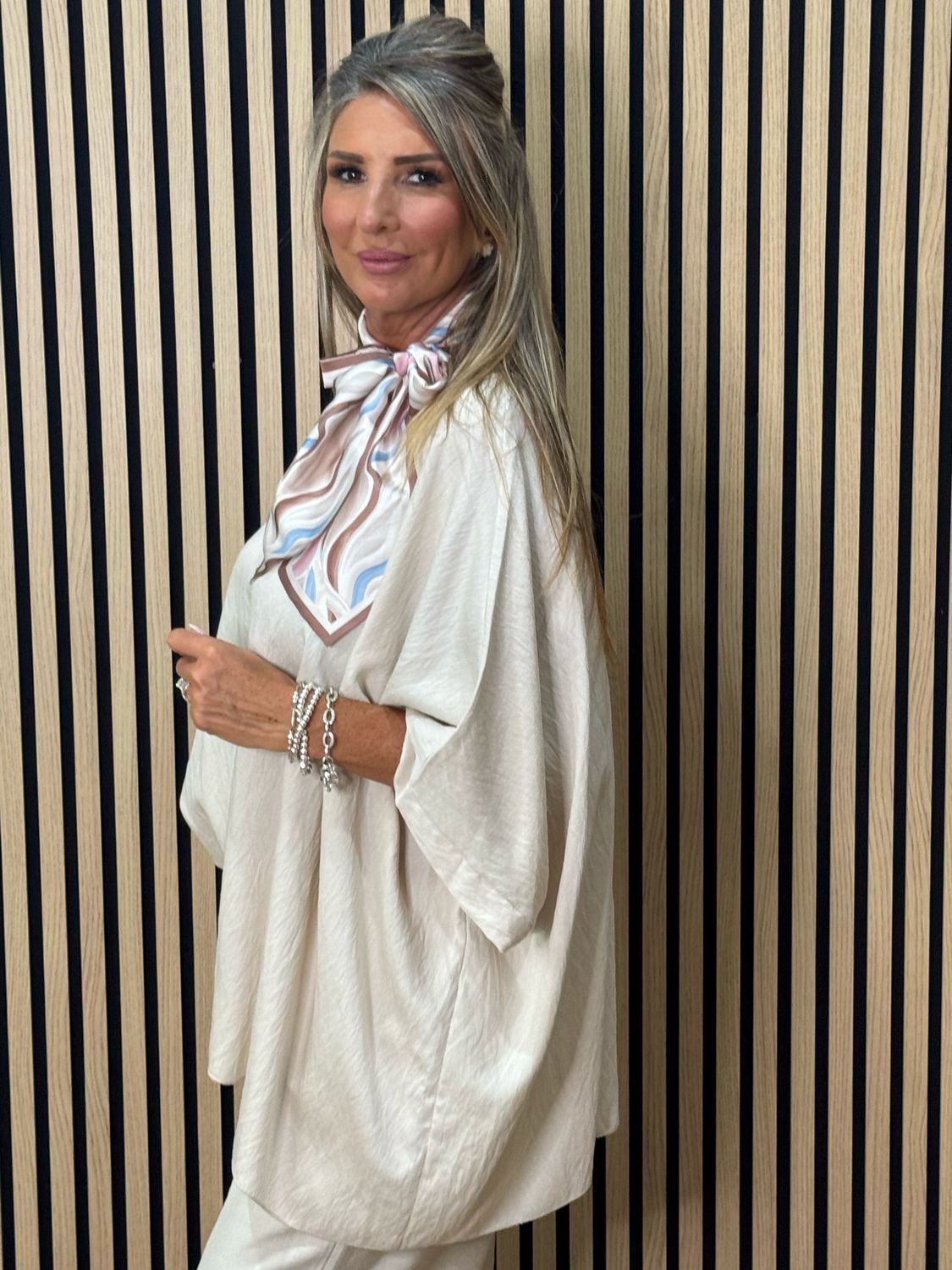 Relaxed Fit Trouser Suit Set - Stone