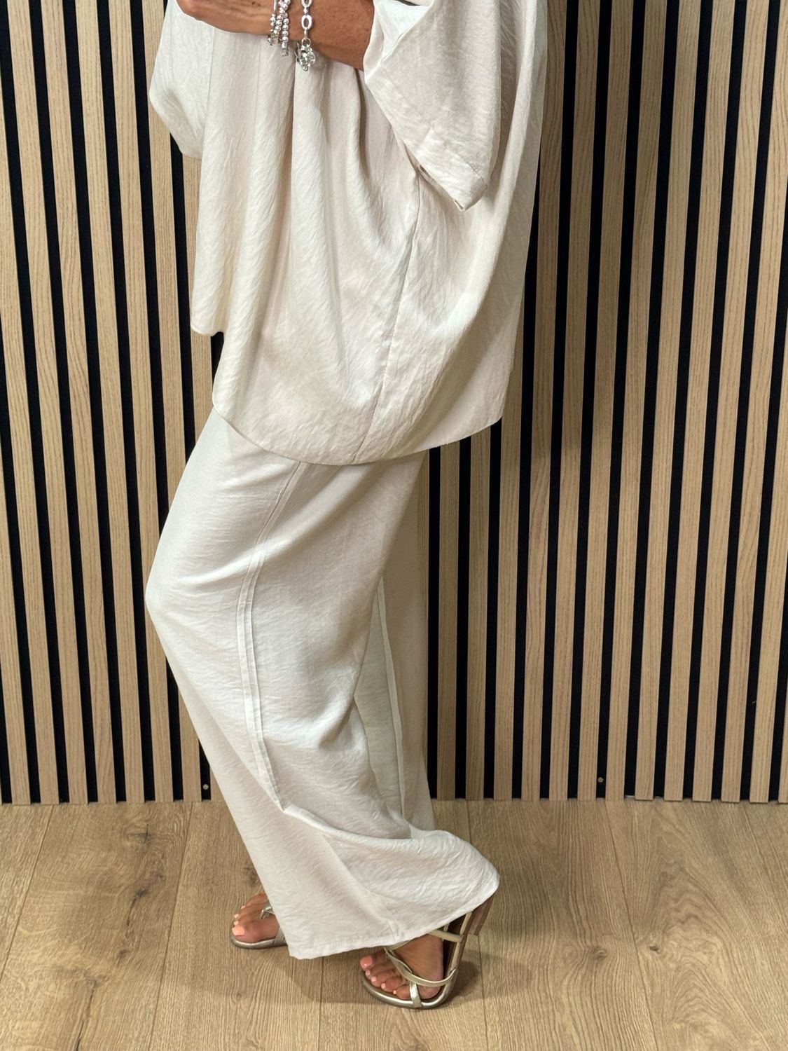 Relaxed Fit Trouser Suit Set - Stone