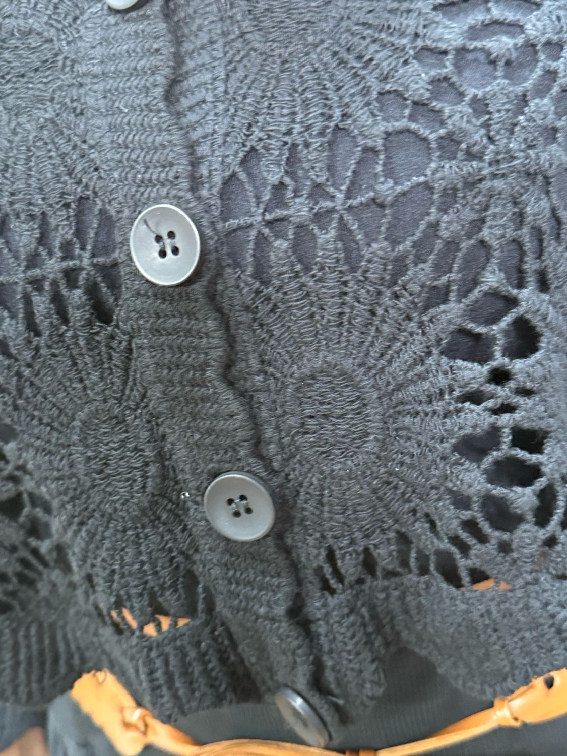 Crochet Button Cardigan - Black