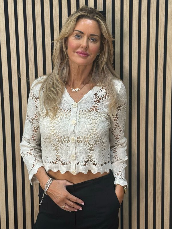 Crochet Button Cardigan - Cream