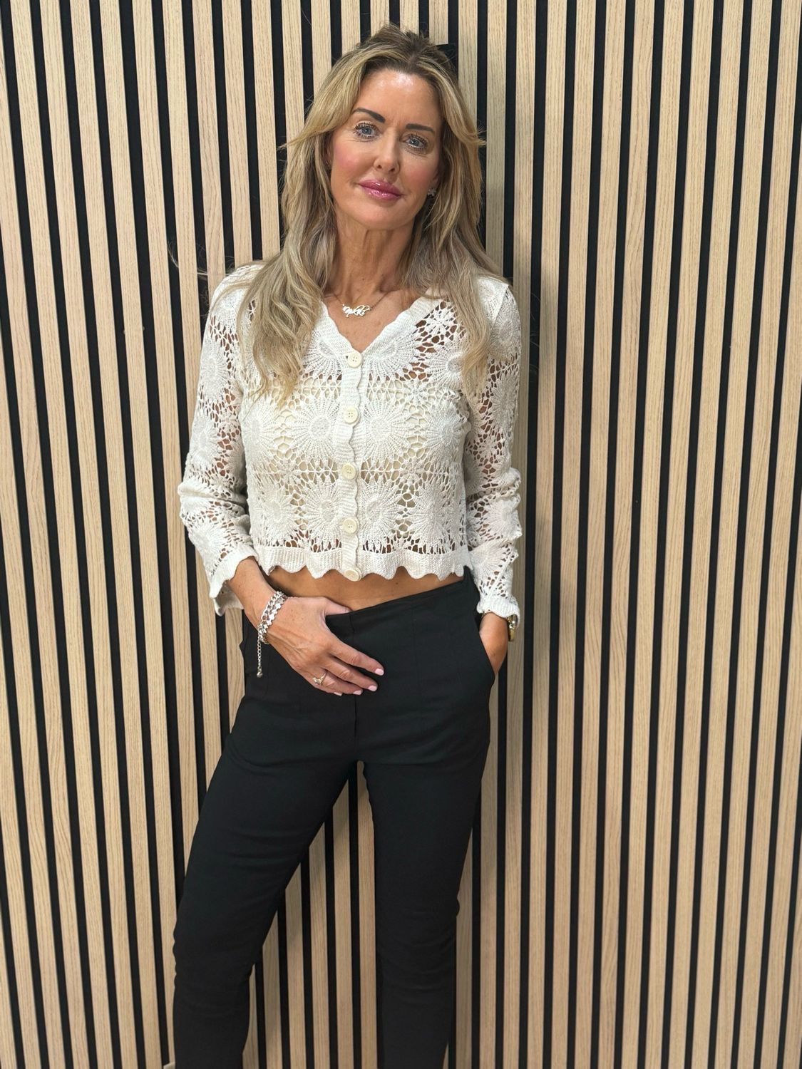 Crochet Button Cardigan - Cream