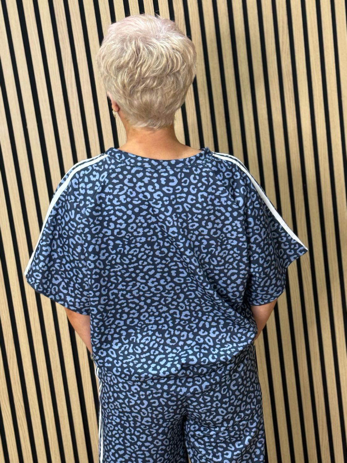 Leopard Print Lounge Set - Navy