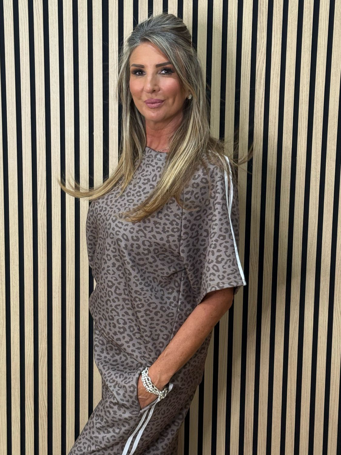 Leopard Print Lounge Set - Taupe