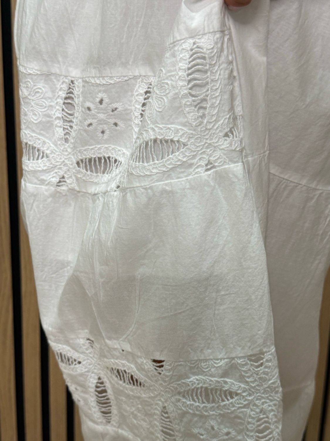 Broderie Panel Maxi Skirt - White