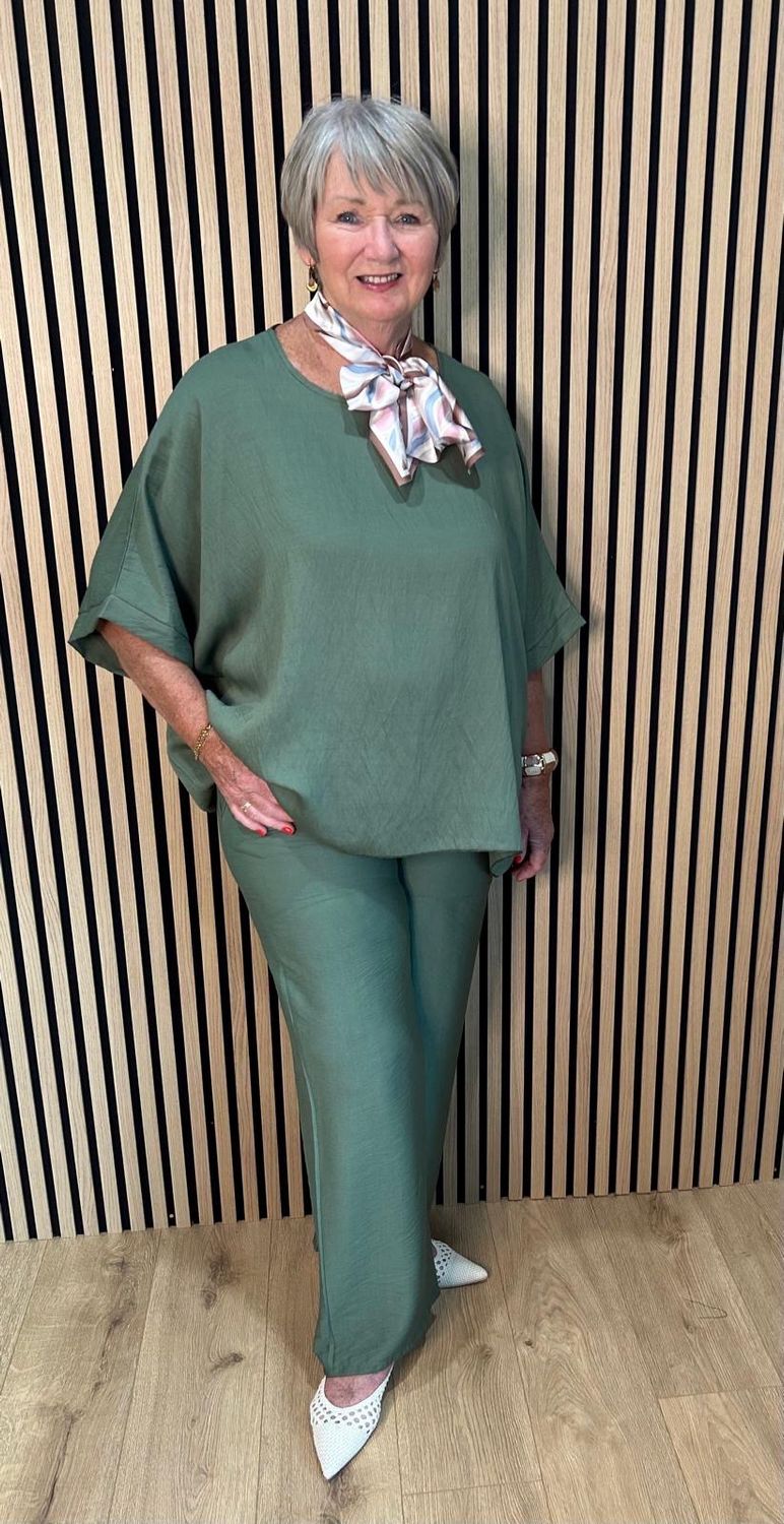 Relaxed Fit Trouser Suit Set - Khaki