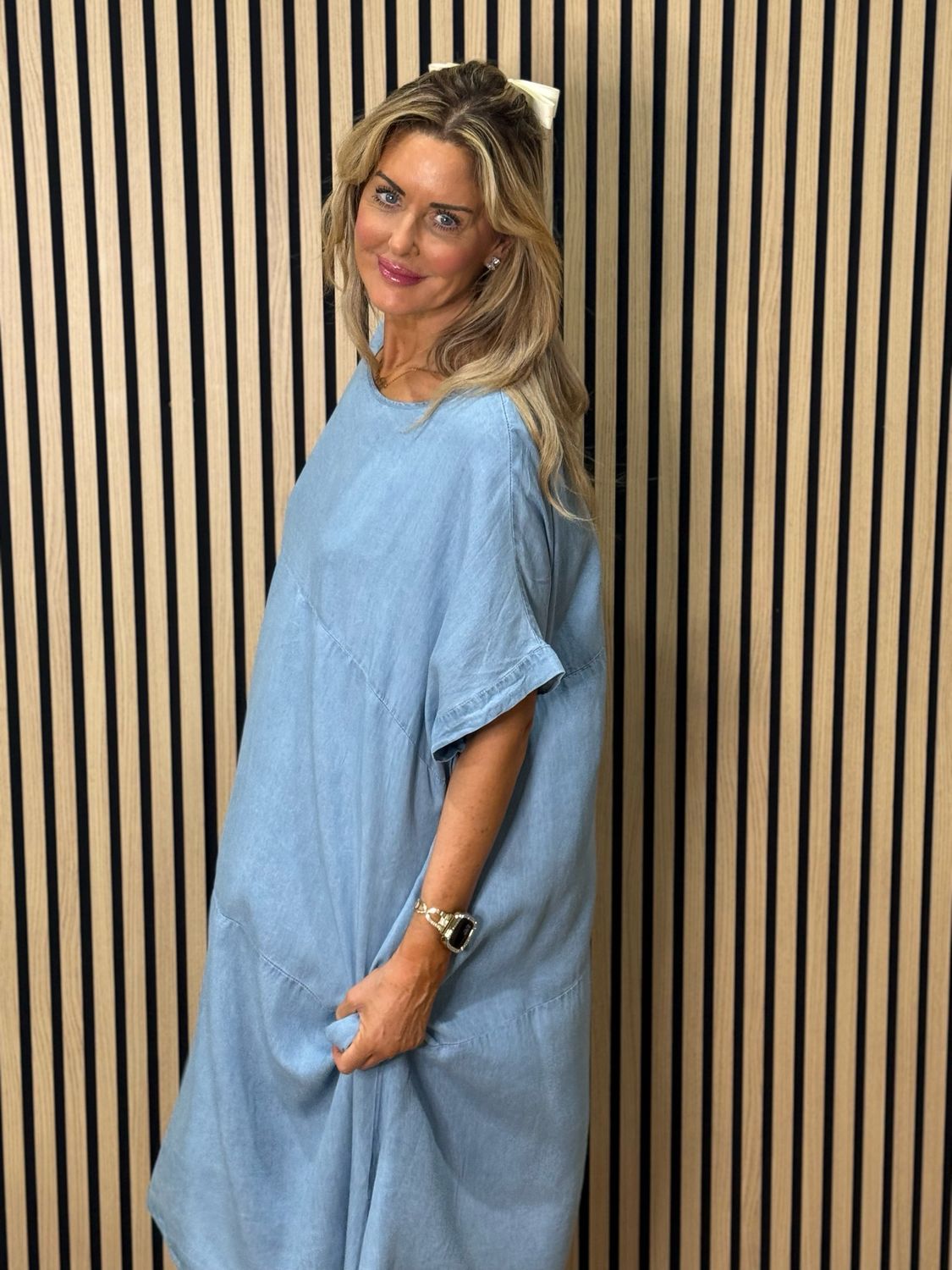 Oversized Denim Midi Dress - Light denim