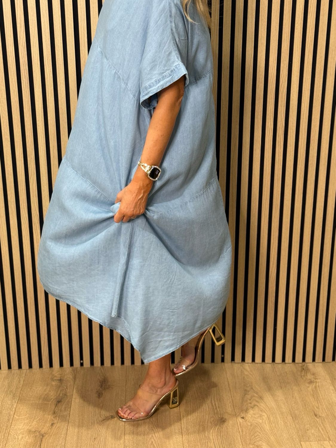 Oversized Denim Midi Dress - Light denim