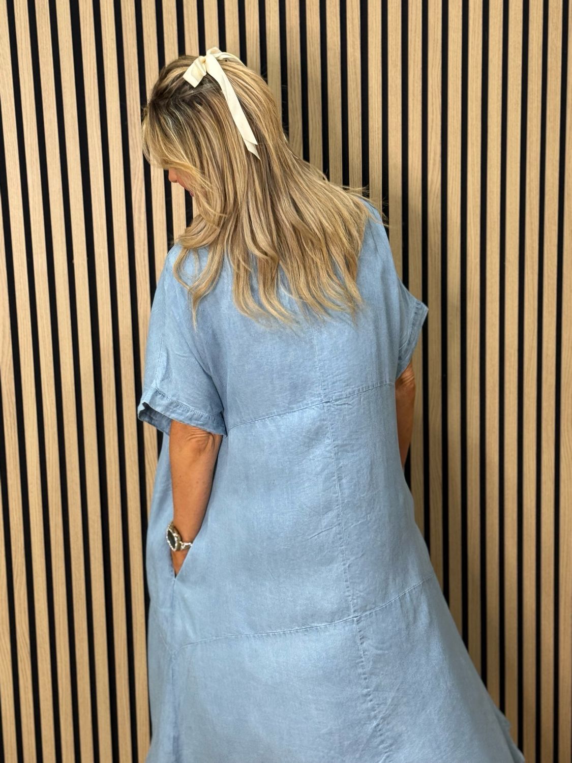 Oversized Denim Midi Dress - Light denim