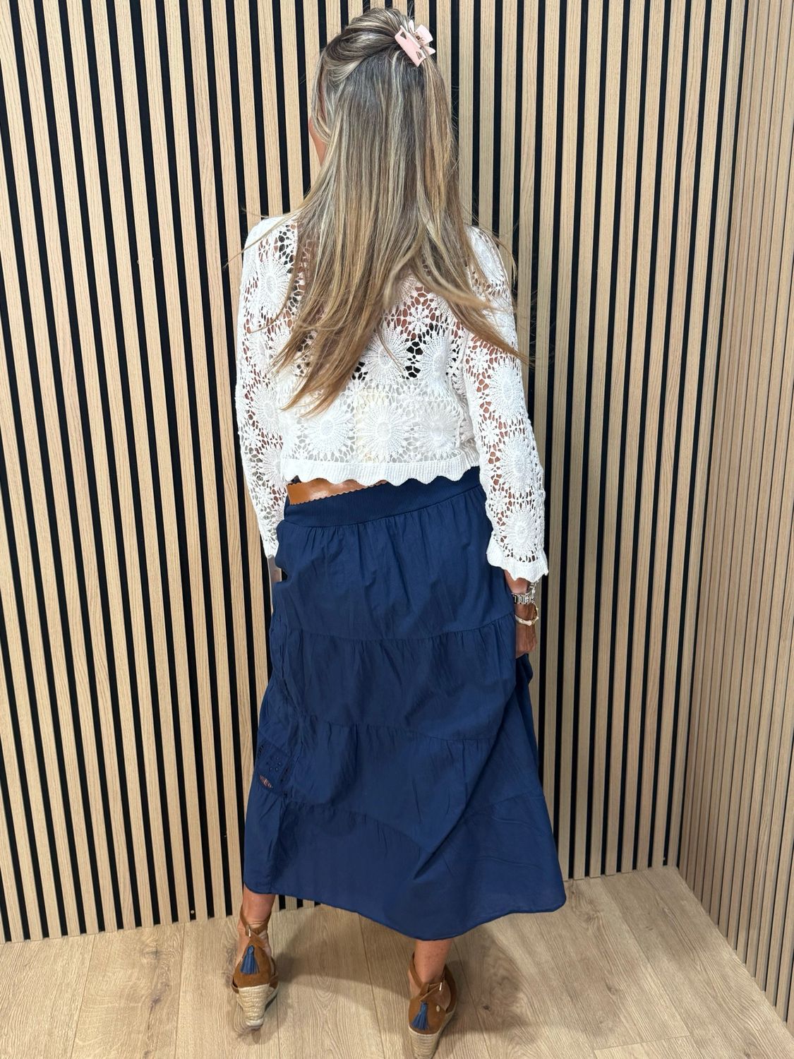 Crochet Button Cardigan White