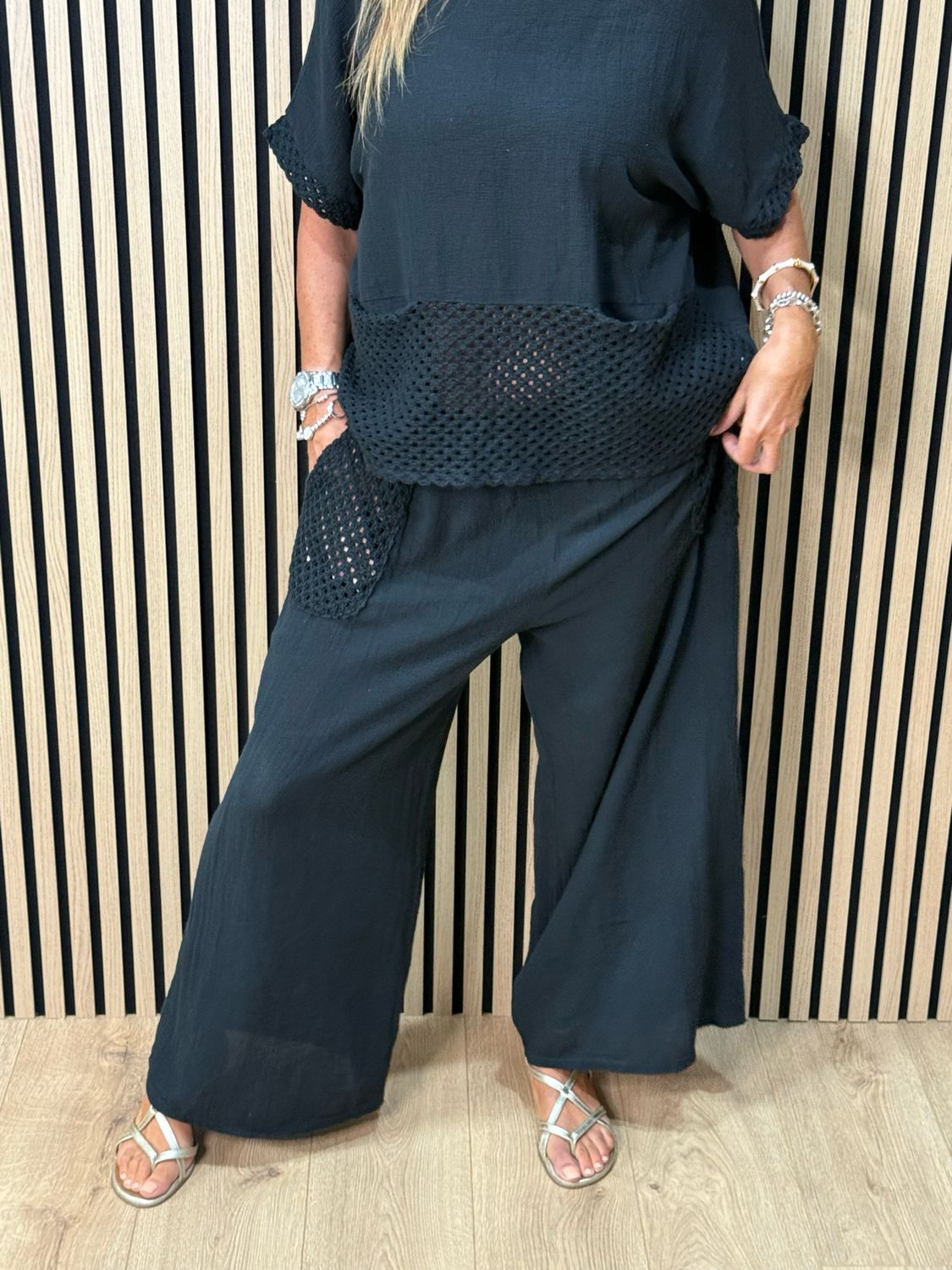Cotton Trouser Suit - Black