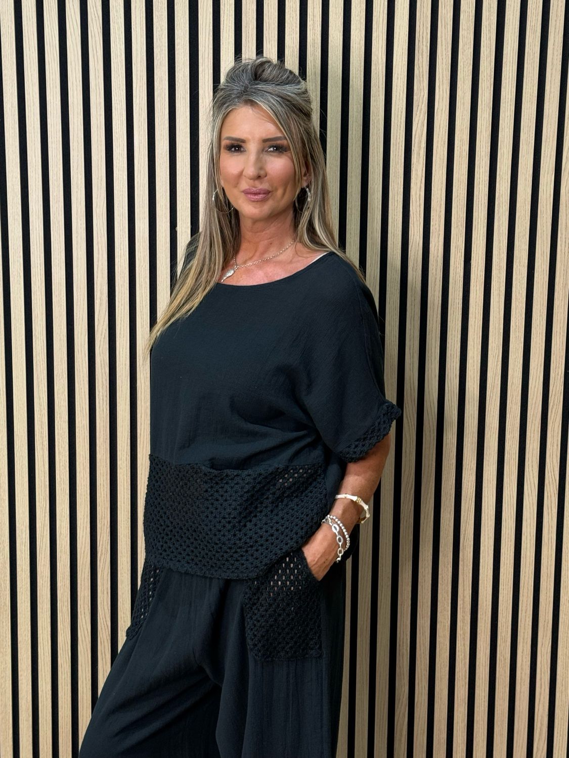 Cotton Trouser Suit - Black