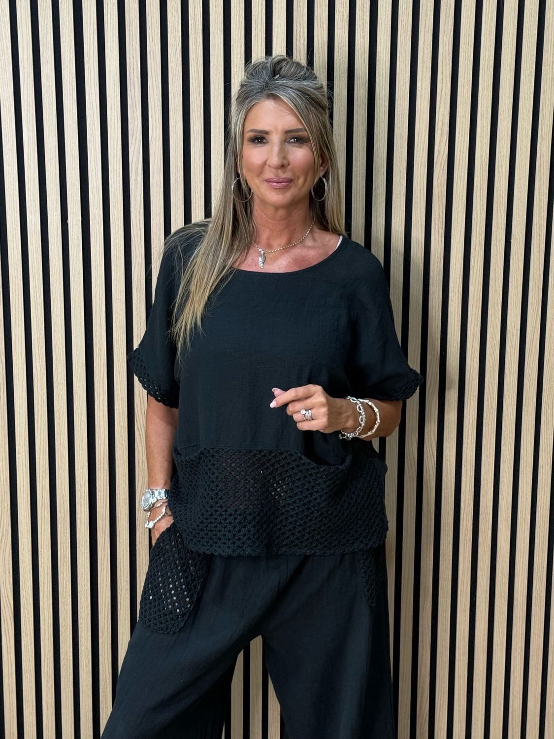 Cotton Trouser Suit - Black