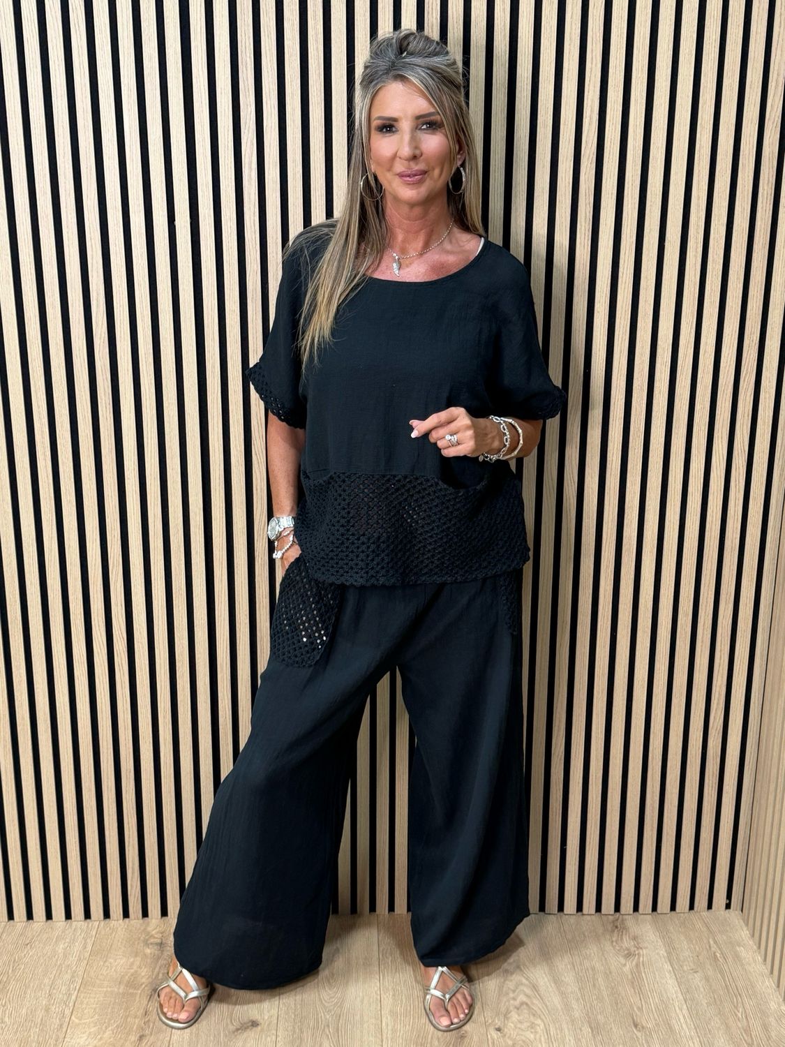 Cotton Trouser Suit - Black