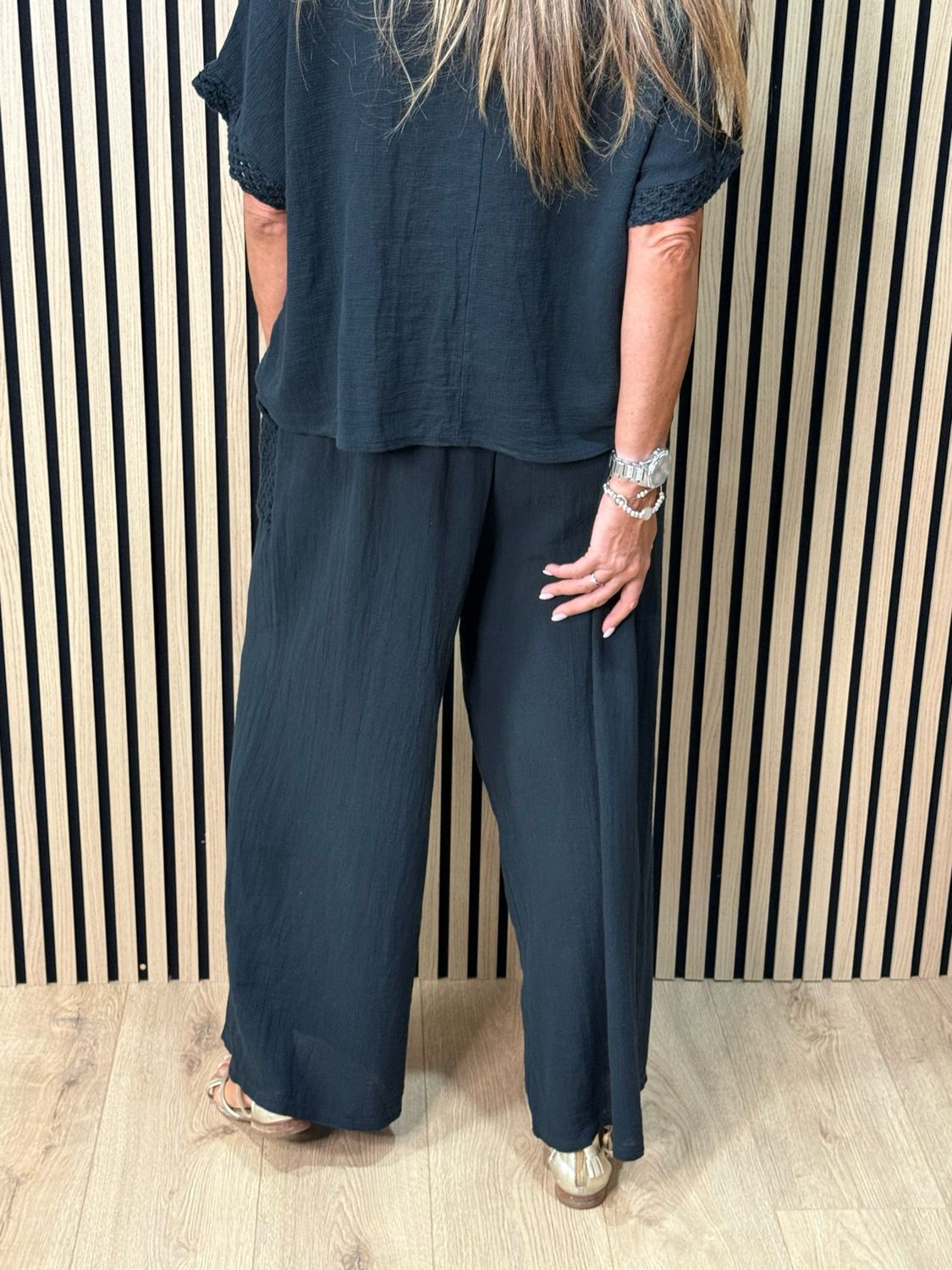 Cotton Trouser Suit - Black