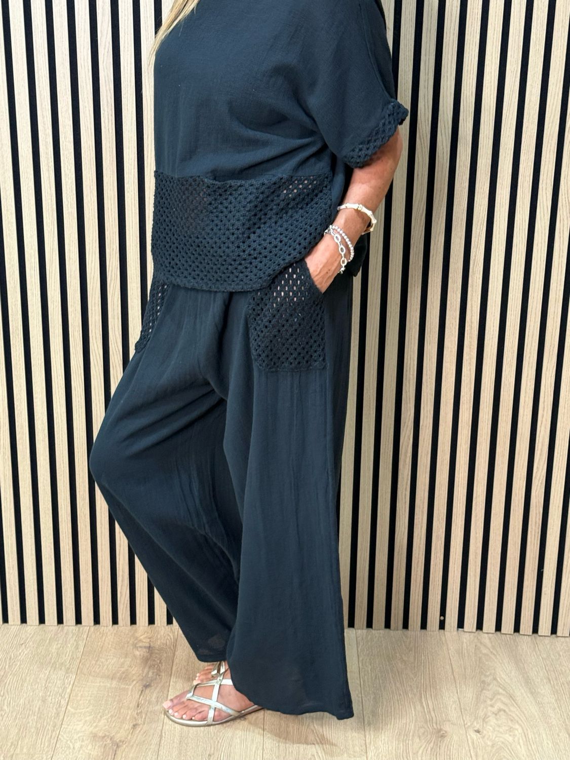 Cotton Trouser Suit - Black