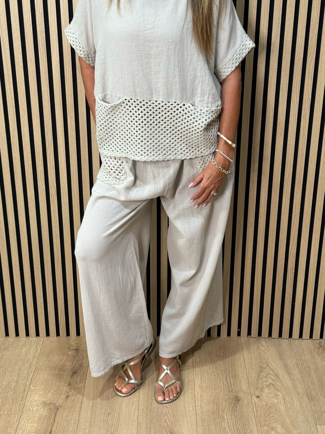 Cotton Trouser Suit - Taupe