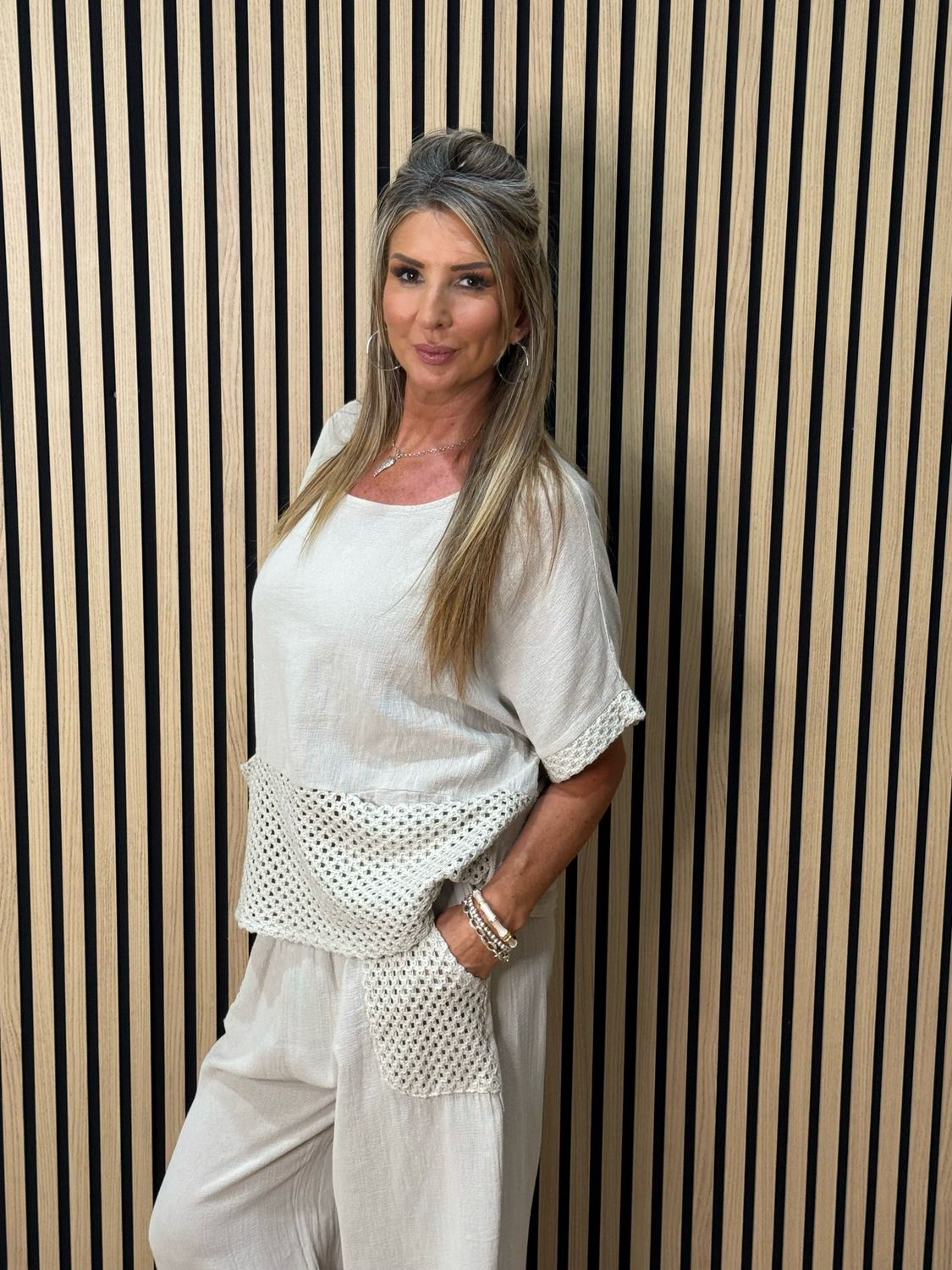 Cotton Trouser Suit - Taupe