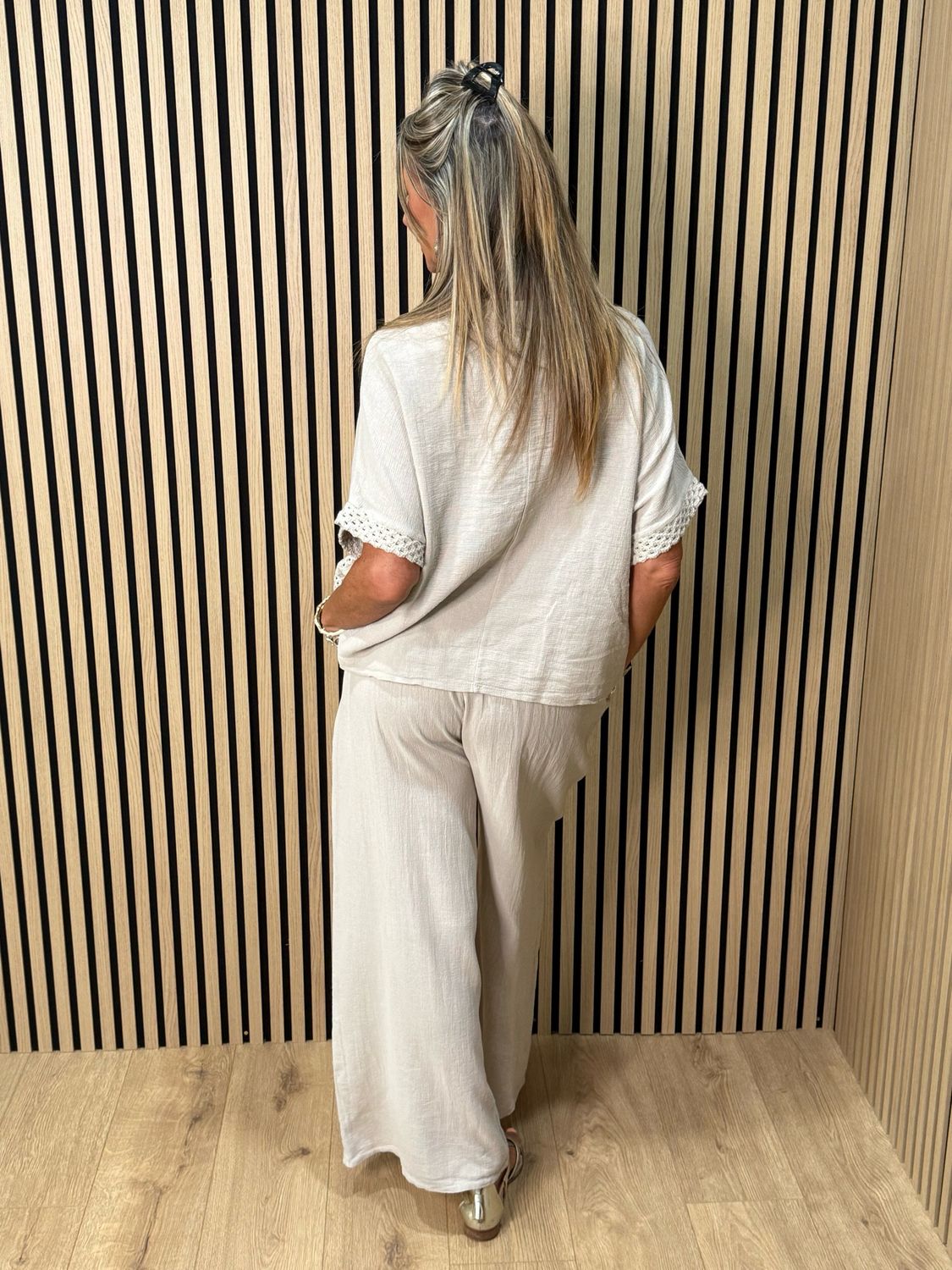 Cotton Trouser Suit - Taupe