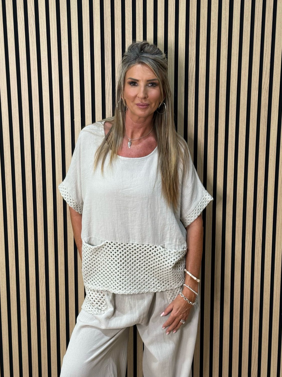 Cotton Trouser Suit - Taupe