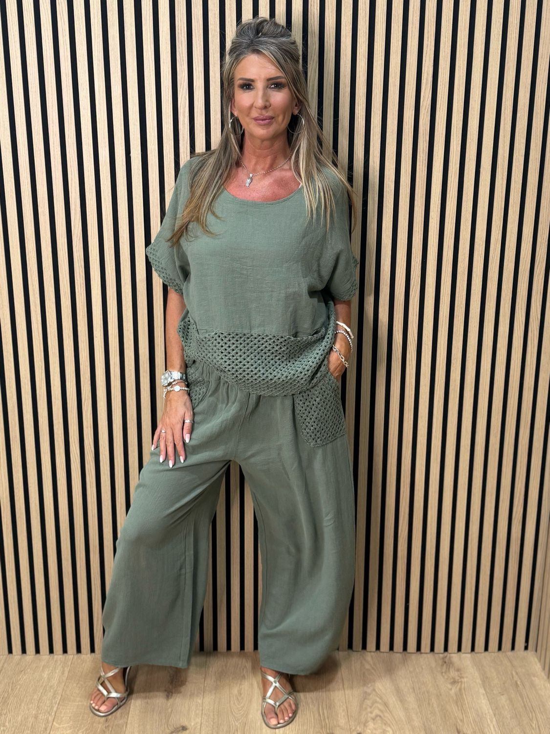 Cotton Trouser Suit - Khaki