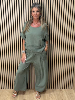 Cotton Trouser Suit - Khaki