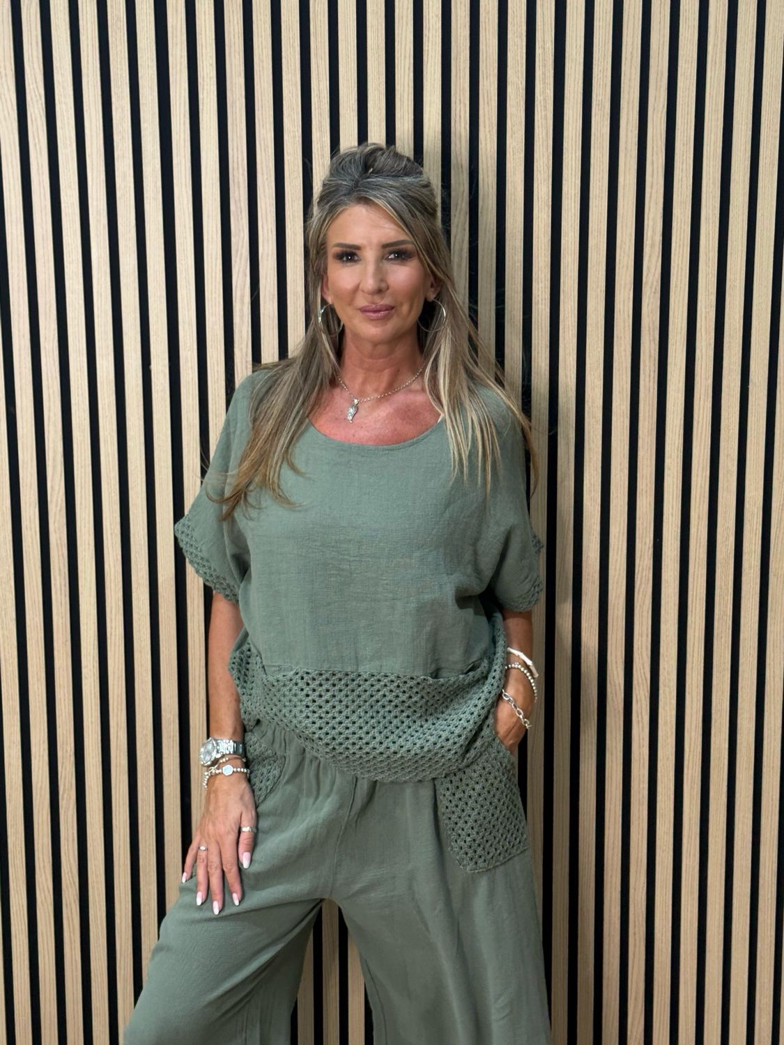 Cotton Trouser Suit - Khaki