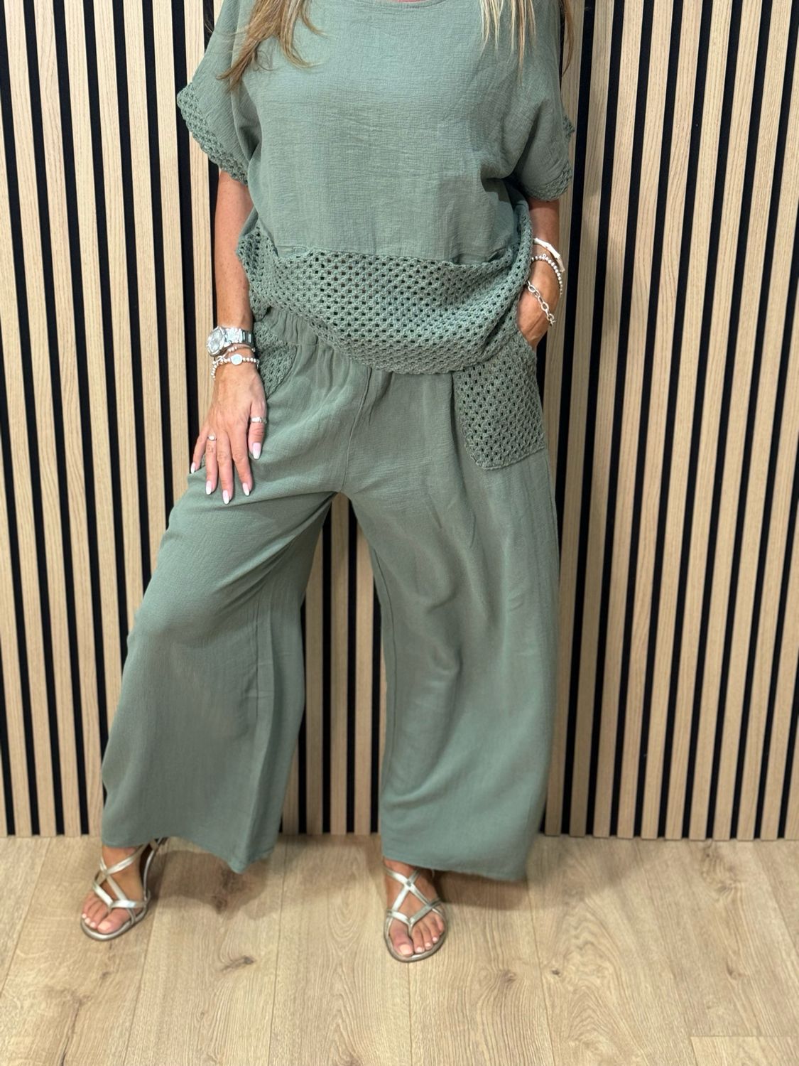 Cotton Trouser Suit - Khaki