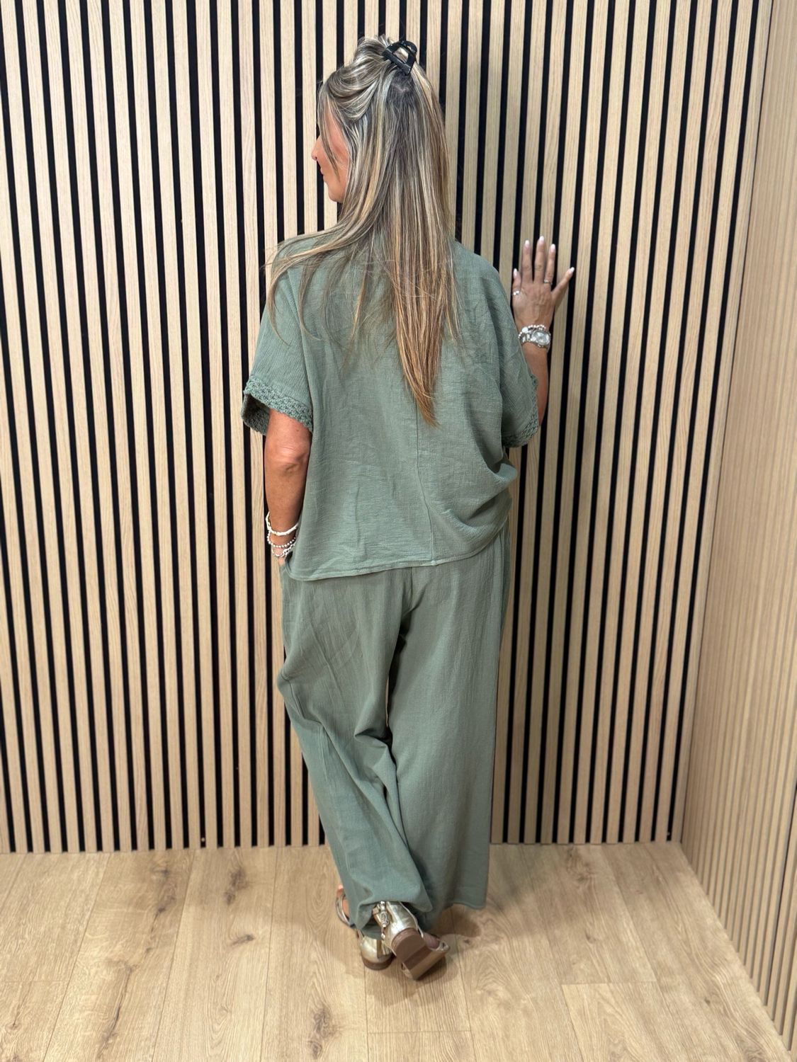 Cotton Trouser Suit - Khaki