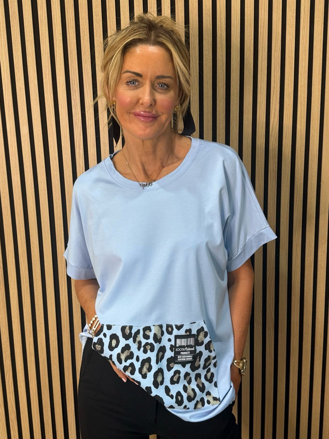 Leopard Pocket Top - Blue